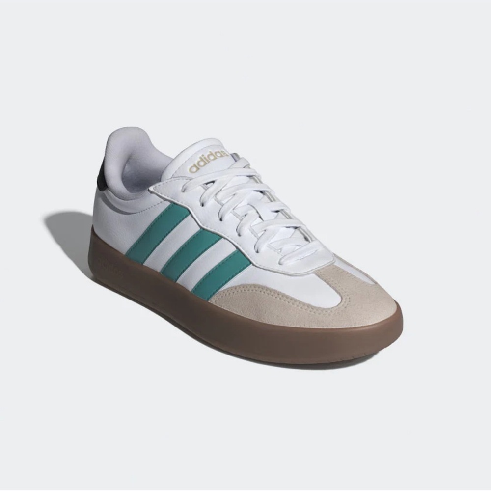 Adidas  Bareda  women’s White and Teal Sneakers with Tan Sole